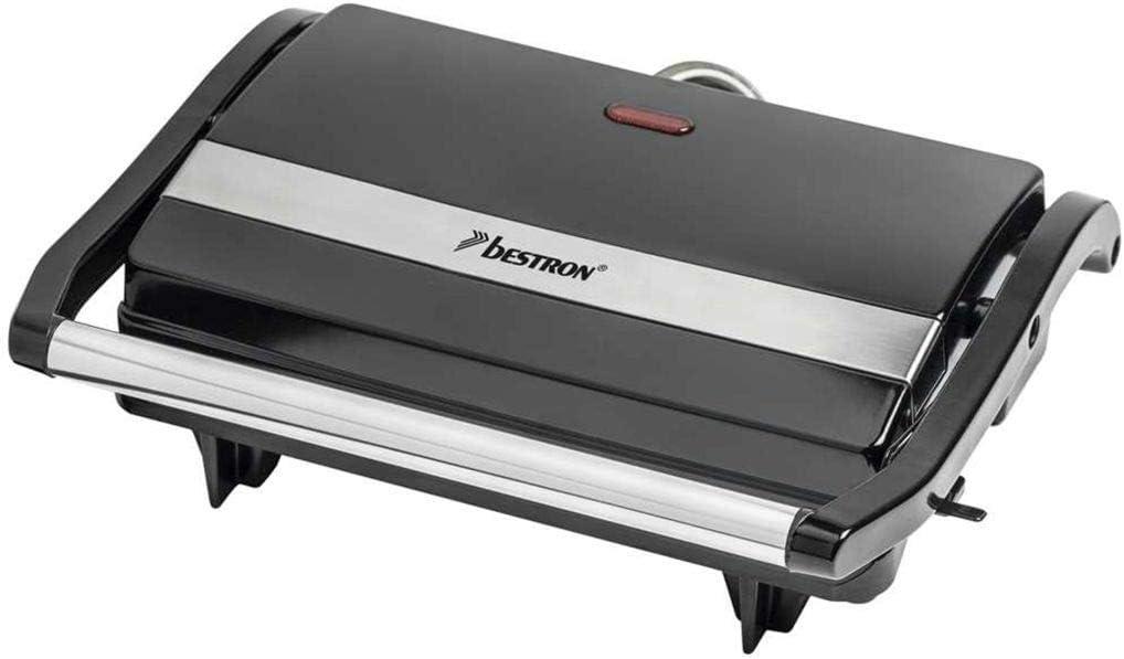 Bestron Sandwich maker, panini contact grill with non-stick coating, 750W, black