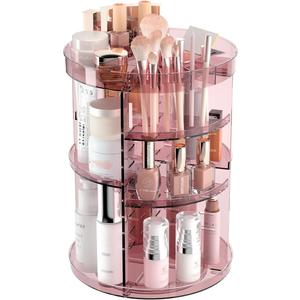 Jiavarry 360 Rotating Makeup Organizer with Lipstick Slots, 8 Adjustable Layers Spinning Skincare Organizers, Large Capacity Desk Storage, Carousel Cosmetic Shelf for Vanity Bathroom Countertop