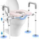 Toilet Seat Risers For Seniors, Male-Friendly Width & Height Raised Toilet Seat With handles, Toilet Riser for Elderly, Handicap, Elevated, Fit Any Toilet, 400lbs