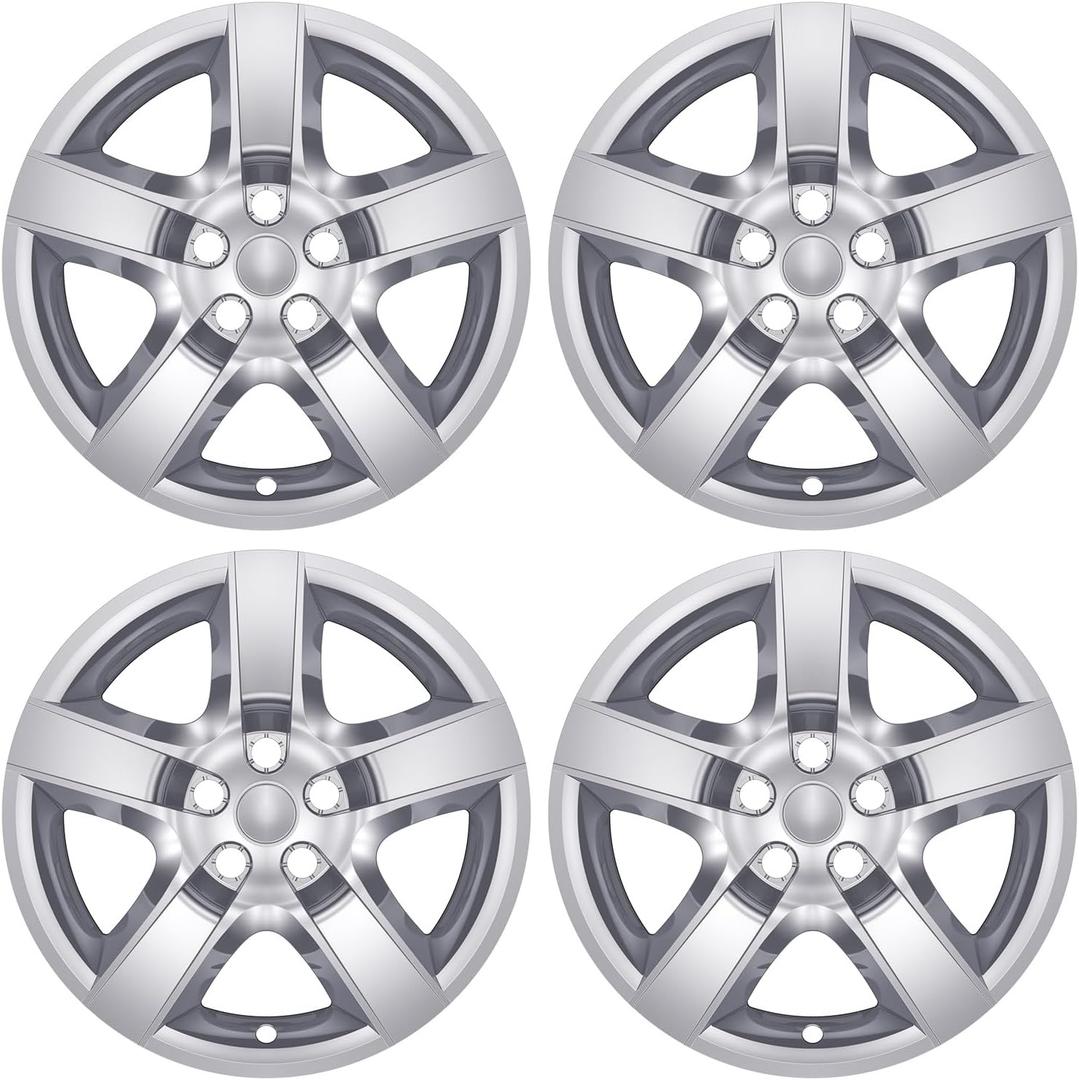 TangMiGe 4-Pack 17 inch Hubcaps Compatible with Chevrolet Chevy Malibu 2008-2012, FIT 17" Steel Wheel ONLY, Trim: LS. Rim Cover Skin Hub Cap (Silver Color)