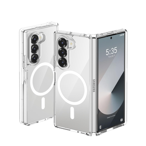 ORETECH Magnetic Case Compatible with Samsung Galaxy Z Fold 6 Case, Transparent Back Non-Slip Hard PC Shockproof Bumper Protective Phone Case Cover for Samsung Z Fold 6 - Clear