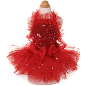 Fashion Sweet Puppy Dog Blingbling Princess Skirt Pet Dog Lace Cake Camisole Tutu Dress Red Large (L( Back:12.5" Chest:18.0"))