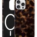 Jusy Compatible with MagSafe Brown Tortoise Shell Print Phone Case for iPhone 15 Pro, Amber Trendy Luxury Magnetic Soft TPU and Hard PC Protective Phone Cover for Women Girls - Tortoise Shell