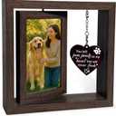 4x6 Rotating Pet Memorial Photo Frame, Double-Sided Remembrance Picture Frame, Sympathy Gift for Loss of Dog or Cat, Wooden Keepsake with Heart Charm