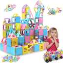124PCS Magnetic Tiles Toys for 3 4 5 6 7 8+Year Old Boys Girls Upgrade Macaron Castle Blocks Building Set for Toddlers STEM Creativity/Educational Toys for Kids Valentines Day Christmas Birthday Gifts
