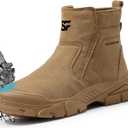 Work Boots for Men Slip On Welding Boots for Men, Indestructible Steel Toe Boots Men's Steel Toe Shoes, Fireproof Safety Toe Shoes, Construction Boots for Welder Men's Work Shoes. (8, Deep Brown)