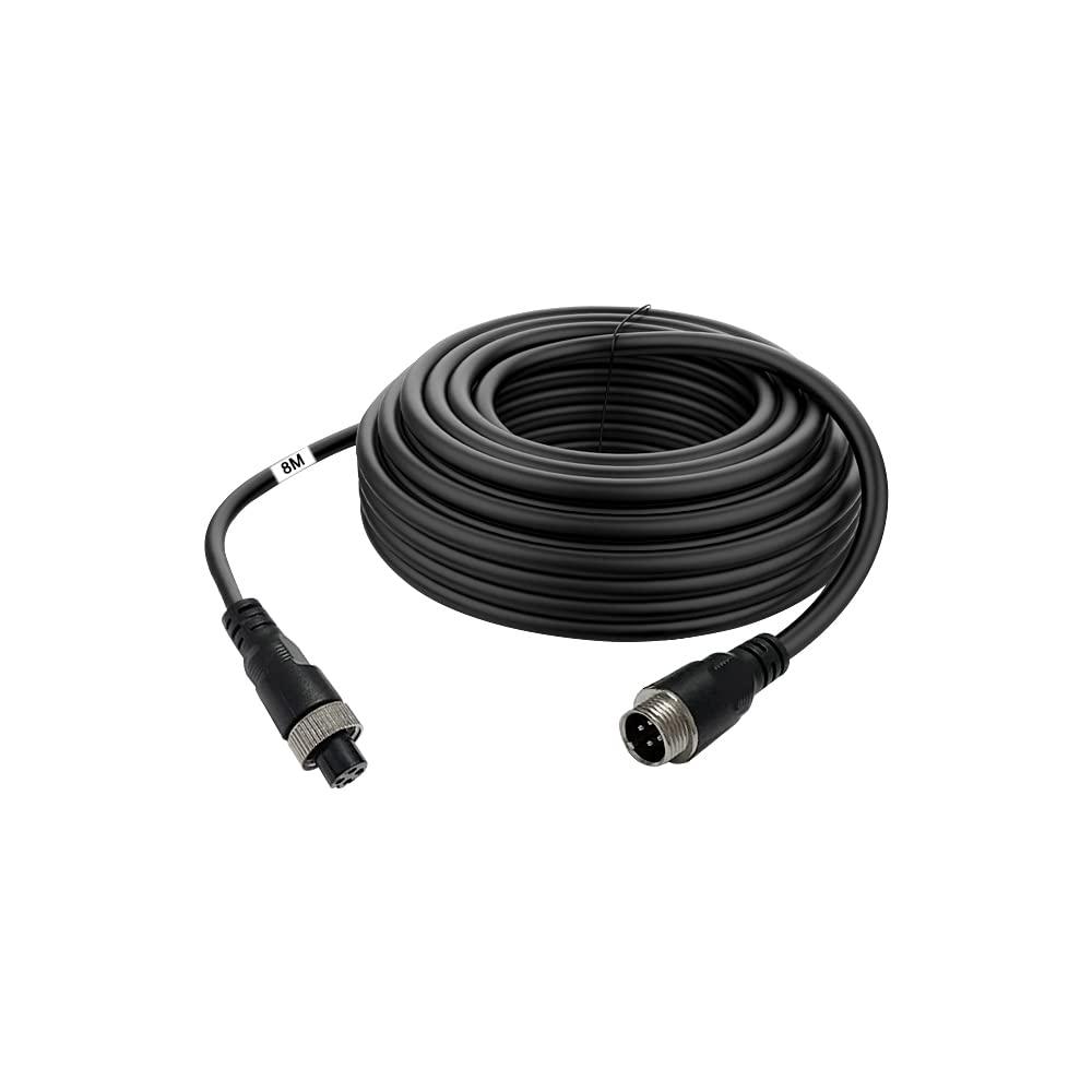Auto 4-pin Aviation Video Extension Cable, Backup Camera Extension Cable for Car, Trailer, Bus, Truck Reversing Rear View Camera. (26.2FT/8M)