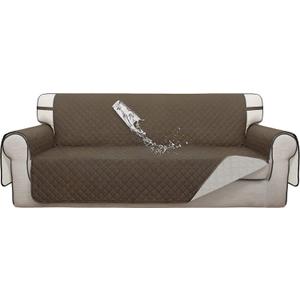 ISSUNTEX Double Protection 100% Waterproof Sofa Covers for Living Room, Couch Covers for 3 Cushion Couch Sofa, Reversible Furniture Protector Sofa Cover for Dogs, Pets, Kids (Sofa, Camel/Ivory)