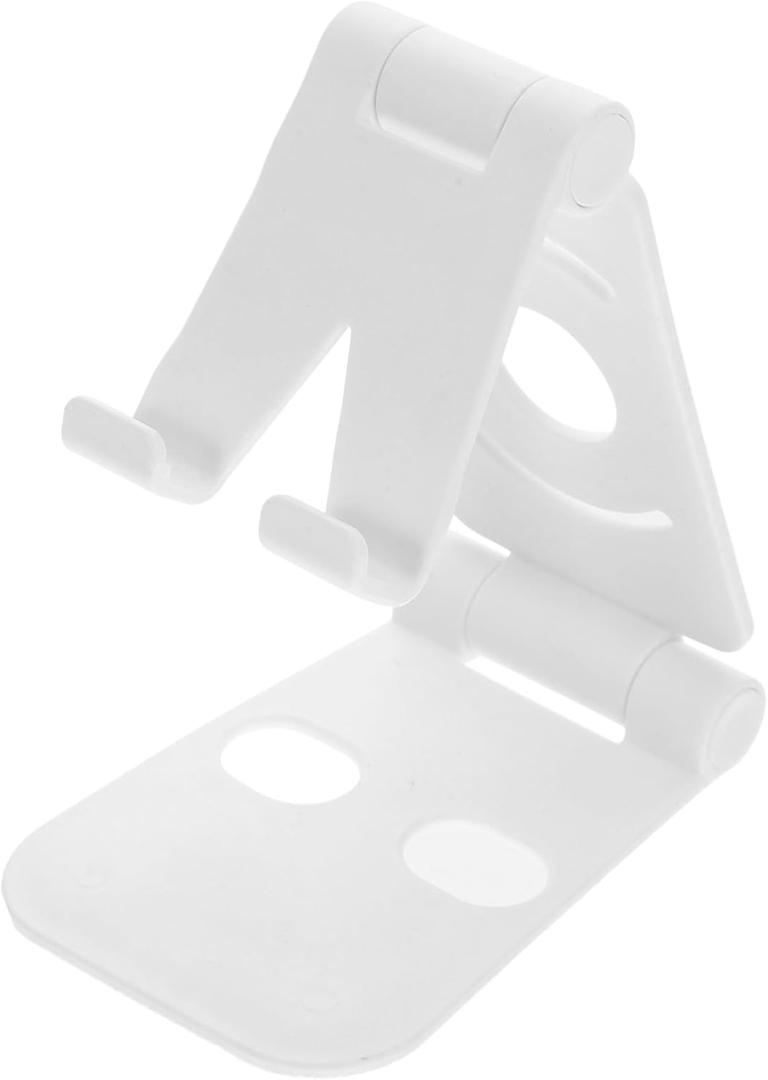 Plastic Double Phone Holder Desktop Stand Multifunctional Tablet Support with Device Slots for Cellphone and Tablet Stable White Abs Material for Home Office Travel