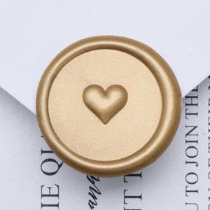 UNIQOOO Wax Seal Stickers - 3D Heart Wedding Invitation Envelope Seal Stickers, 50 Pcs Self-Adhesive Prosecco Metallic Light Gold Stickers, Perfect for Invitation, Christmas, Gift