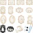 Simgoing 12 Set Wood Ghost DIY Frames Decorating Craft with Paint and Brush Unfinished Wooden Gift Ornaments Cute Ghost for Halloween Craft Art Party Supplies, Not Include Glue (Cute Style)
