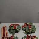 4PACK Mini Christmas Faux Kitchen Cabinet Wreaths with Red Black Plaid Ribbon Artificial Green Leaves Red Berries Hanging Wreaths for Home Front Door Christmas Holiday Indoor Decor