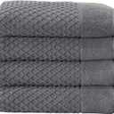 Simpli-Magic 79445 Diamond 100% Cotton Bath Towels, Gray, 4 Count