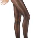 ARRUSA Women's Super Sexy Shiny Sheer Control Top Footed Tights Silk Stockings Ultra Shimmery High Waist Pantyhose (Black)