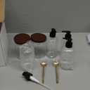 9 Pcs Coffee Syrup Dispenser Set 10 oz Plastic Coffee Syrup Dispenser Pump Bottle 16.9 oz Pet Jar with Lids Gold Spoon and Labels for Home Bar Organization