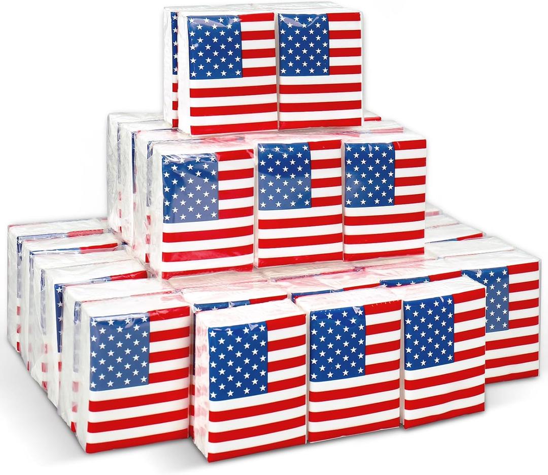 FYSUIMU 50 Bulk Patriotic Tissue Packs Mini Travel Size Facial Tissues 4th of July American Flag Portable Pocket Tissue for Independence Day 250th Anniversary Memorial Day Party Supplies