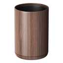 8L/2.1GAL Dark Brown Modern Metal Waste Bin with Realistic Wood Texture,Built-in Bag Holder,Office Trash Can,Open-Top Trash Bin,for Bathroom,Home,Office,Living Room (2.1gal Round)