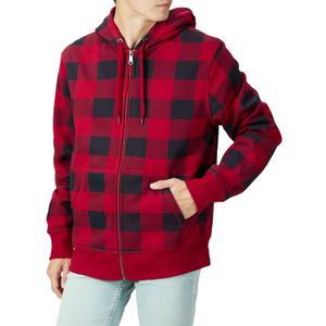 Amazon Essentials Men's Full-Zip Fleece Hoodie Sweatshirt (Big & Tall) (Black Red Buffalo Plaid) 
X-Small