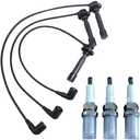 BIGLKNM 3pcs Spark Plug & 3pcs Spark Plug Wires Compatible for 2015-2023 Mule PRO FXT FX FXR KAF820 OEM# 21150-0013 92070-0048