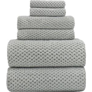 YTYC Towels, 39x78 Inch Oversized Bath Sheets for Adults Luxury Extra Large Bath Towels Sets of 6 Super Soft Shower Towels for Bathroom Microfiber 80% Polyester (Grey,6 Piece)