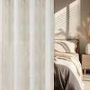 Boho Linen Curtains for Bedroom Living Room Taupe Farmhouse Boho Curtains 84 Inches Long Geometric Striped Patterned Mudcloth Grommet Top Light Filtering Window Drapes 2 Panels Taupe on Beige