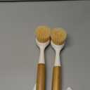 2 Pack Kitchen Dish Brush Bamboo Handle Dish Scrubber Built-in Scraper, Scrub Brush for Pans, Pots, Kitchen Sink Cleaning, Dishwashing and Cleaning Brushes are Perfect Cleaning Tools, White