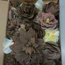 Floroom Mini Artificial Flower Heads Brown & Taupe Fake Peony Daisy Rose Multicolor Small Faux Silk Flower Heads for Cake Craft Garland Wedding Party Graduation Cap DIY Home Decoration, 0.8"-3.6"