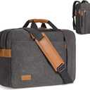 ESTARER Laptop Computer Bag for Men 3 In 1, 17-17.3 Inch Laptop Messenger Bag for Business/Work/Travel, Convertible Backpack Briefcase Water resistant Canvas Laptop Backpack (Grey)