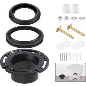 boeemi RV Toilet Flange Socketed 385345892 and RV Toilet Seal Kit Compatible with Aqua Magic Style Plus, Style II and Residence, Ball Seal 34120 & Mounting Hardware Kit with Bolt Cap