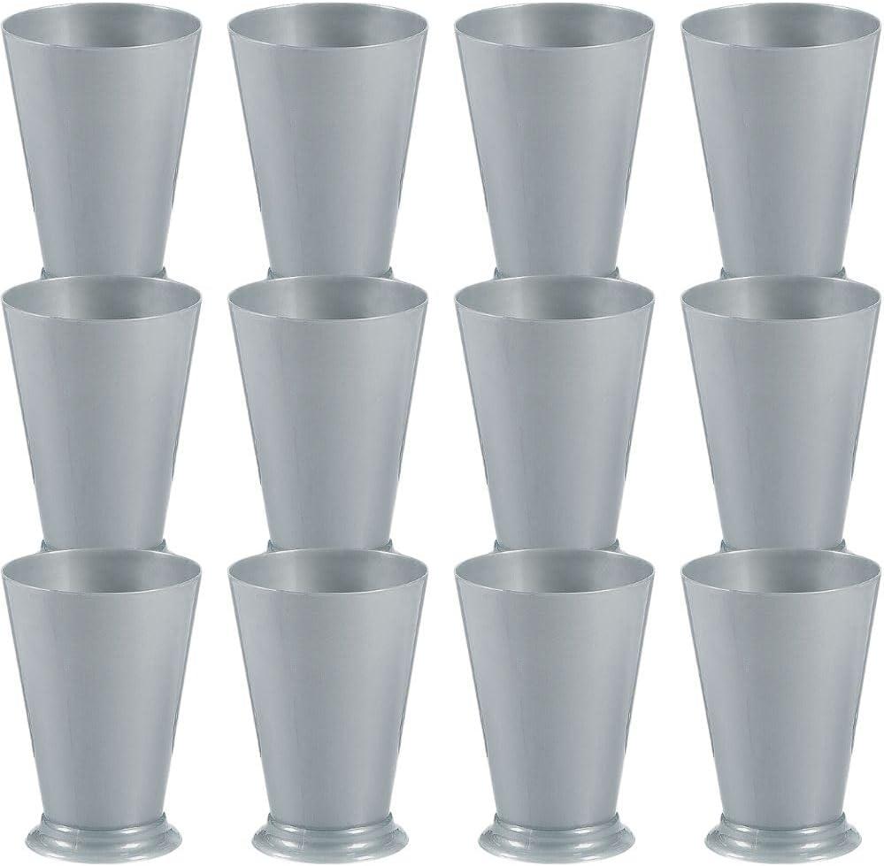 Fun Express Mint Julep Cups Silver Disposable Plastic - Set of 12 Premium 10oz Cups for Kentucky Derby Party Supplies | Perfect for Derby Parties, Cocktail Events & Southern Themed Celebrations