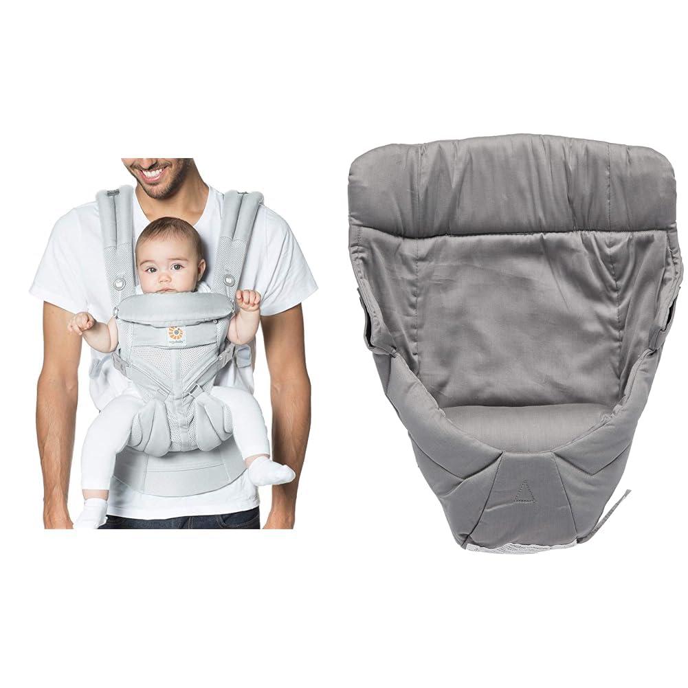Ergobaby Omni 360 All-Position Baby Carrier for Newborn to Toddler with Lumbar Support & Easy Snug Infant Insert, Grey, Premium Cotton
