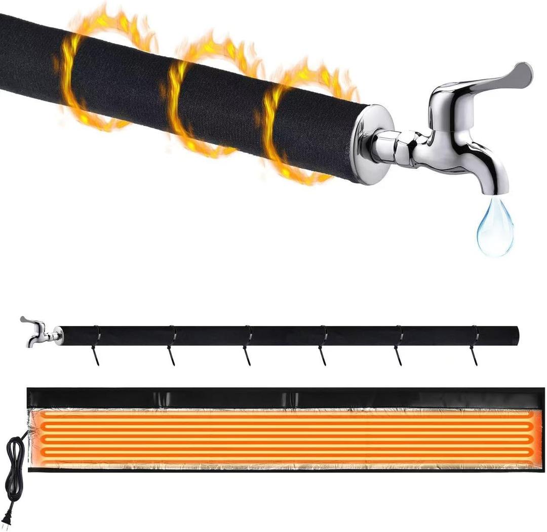 1PC Water Pipe Heat Blanket 78.7 x 6.3 with 4.9 ft Power Cord, 110V, Max Temp 140F, Aluminum Foil Freeze Protection Heating Cable for Metal & Plastic Pipes Freeze Protection