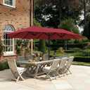 SUPERJARE 13FT Outdoor Umbrella for Patio, Double sided Pool Umbrellas with Fade Resistant Canopy, Large Table Umbrella for Deck, Market, Backyard - Burgundy(No Base)