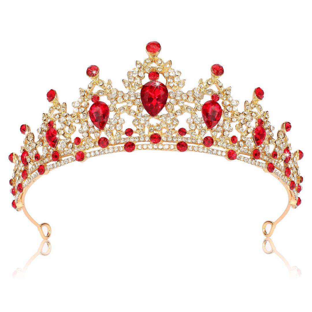 SuPoo Tiaras for Women Red Crown Queen Birthday Crown Crystal Headband Red Gem Rhinestone Hair Accessories Jewelry Princess Decoration for Wedding Party Prom Halloween Christmas Gifts