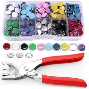 Snaps for Fabric, MIFOLEU 100 Sets Metal Snaps Buttons with Fastener Pliers Press Tool Kit, Solid Prong Ring Snap Button Fasteners Kit, Perfect for DIY Crafts Clothes Hats and Sewing(9.5mm / 400 PCS)