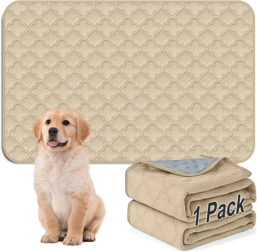 FunFurry Washable Pee Pads for Dogs - 1 Pack Reusable Pee PadsWaterproof Puppy PadsPet Training PadsSuper Absorbent with Dog Paw Shape Non-Slip Backing (Cream, 48" X 65" - 1 Pack)