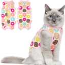 Coppthinktu Cat Recovery Suit Female Cats Onesie for Cats, Breathable Cat Surgery Suit for Surgical Abdominal Wounds Skin Diseases, Cute Kitten Spay Recovery Suit E-Collar Alternative Anti Licking