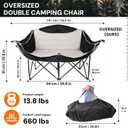 Double Camping Chair 2 Person Oversized Heavy Duty Padded Outdoor Folding Loveseat with Dual Cup Holders for Lawn Beach, Large