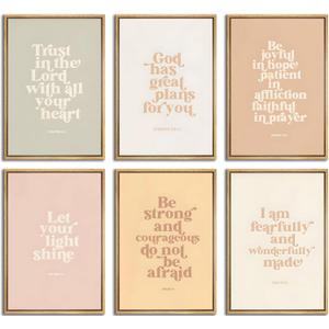 6pcs Children's Bible Verse Wall Art Christian Education Posters Prints Pictures Inspirational Quote Canvas Paintings Unisex Bible Wall Decor Boho Artwork Christian Classroom Decor