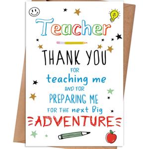 5 x Thank You Card Gift for Teacher, Appreciation Card for Teacher, 8×5.3 Inches