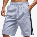 TRFIC Mens Side Zipper Shorts Athletic Casual Shorts Elastic Waist Drawstring Summer Beach Shorts with Pockets White Size M