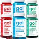 Goli Zero Sugar 6 Pack Bundle - World's First 3-in-1 Pre, Post, Probiotic, Apple Cider Vinegar with Vitamin B12 and Probiotics to Address Bloating, Ashwagandha & L-Theanine, Vitamin D Gummies (EXP 08/05/27)