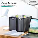 Hanging File Organizer, Letter-Size File Holder Filing Box with 5 Hanging Folders, Metal Mesh Desk File Folder Storage(No Assembly Required) (with 5 Grey Folders)