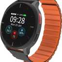 Audar E2 Senior Smartwatch with Fall Detection & SOS, 24/7 Heart Rate, Blood Pressure, SpO & Temperature Monitoring, IoT AI Wellbeing Reports/Health History, Cloud Dashboard, No Cell Phone/App Needed (Charcoal & Black)