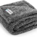PetAmi Dog Blanket for Small Medium Dogs Grey, Fluffy Soft Puppy Blanket, Sherpa Fleece Cat Blanket for Kitten Doggie, Calming Pet Blanket Throw for Couch Sofa Bed Washable, Medium 29x40