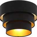 Mateyrie Lamp Shades for Hanging Lamp Floor Lamps Pendant Light Replacement, 3Tier Drum Lamp Shade with Black Fabric for Living Room Dining Hall Bedroom (Black)