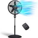 Lasko Oscillating Cyclone Pedestal Fan, Adjustable Height, Timer, Remote Control, 3 Speeds, for Bedroom, Living Room, Home Office, 18", Black, 1843