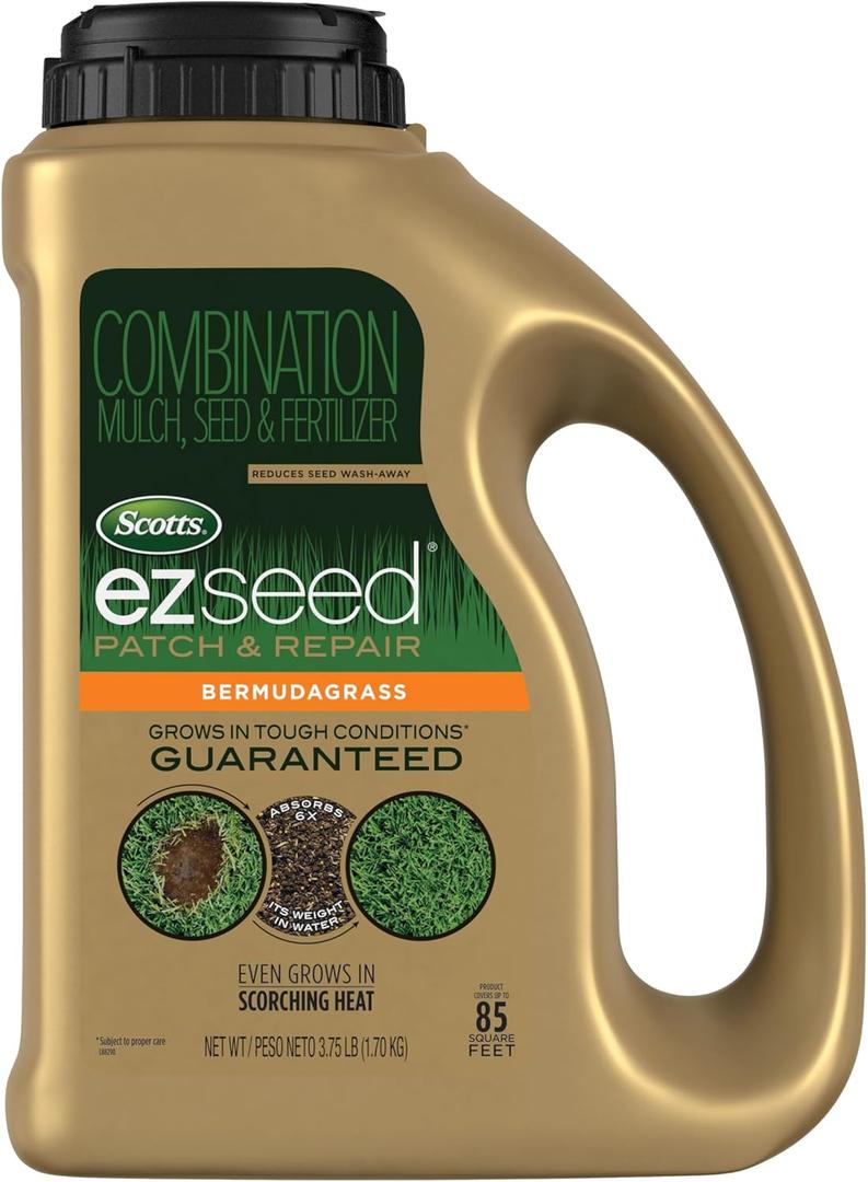 Scotts EZ Seed Patch & Repair Bermudagrass - Combination Mulch, Bermudagrass Seed and Fertilizer for Repairing Bare Spots, Lawn Patch Repair, Covers Up to 85 Sq. Ft., 3.75 lb.