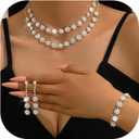HUASAI Silver Wedding Jewelry Sets for Brides Rhinestone Necklace Earrings Bracelet Set Bridal Costume Jewelry for Women Formal Wedding Guest Dress Accessories Prom Party Outfits