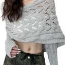 Scarf with Sleeves for Women, Knitted Cable Wrap, Multifunctional Crochet Shrug Sweater Wrap with Sleeves (Gray)